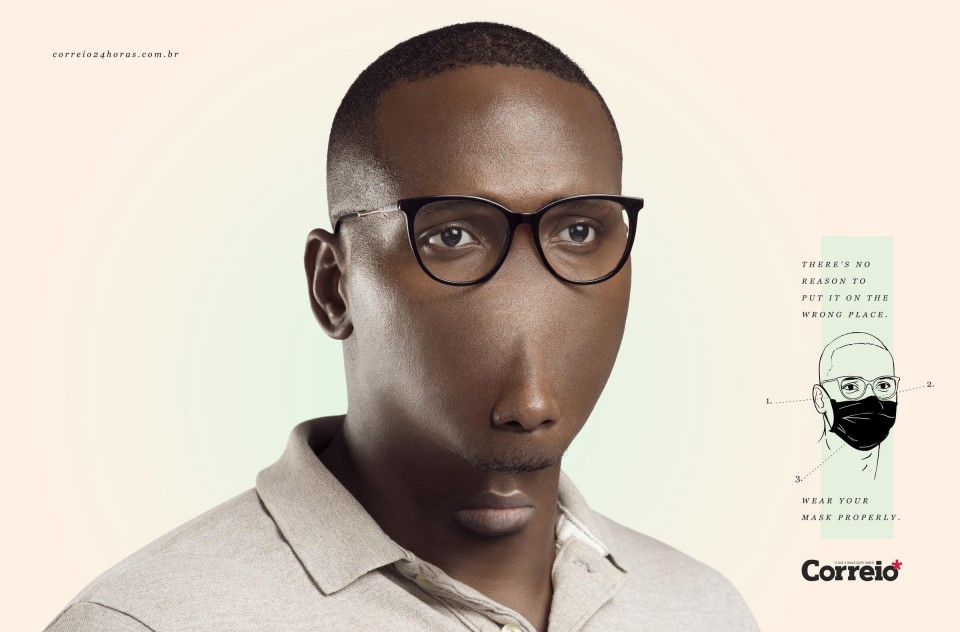 没有理由将其放置在错误的位置,请正确戴口罩-Correio da Bahia报纸平面广告---酷图编号2
