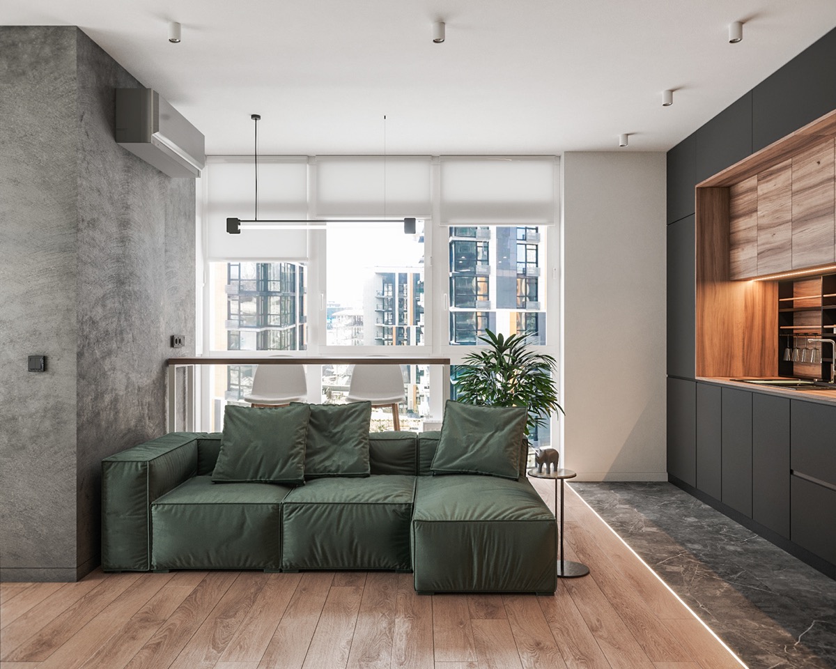 100平米以下的L型居住空间家居设计---酷图编号1328085