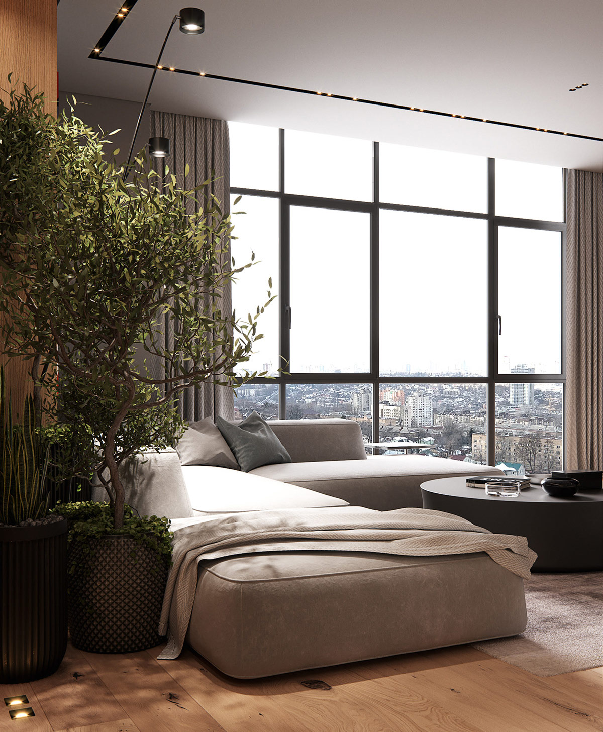 100平米以下的L型居住空间家居设计---酷图编号1328104