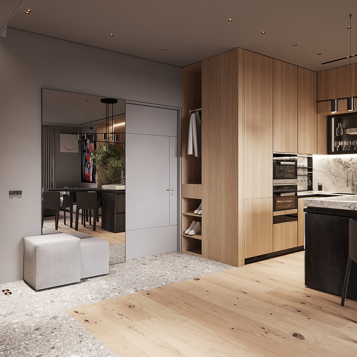 100平米以下的L型居住空间家居设计---酷图编号1328106