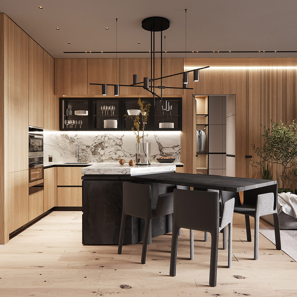 100平米以下的L型居住空间家居设计---酷图编号1328112