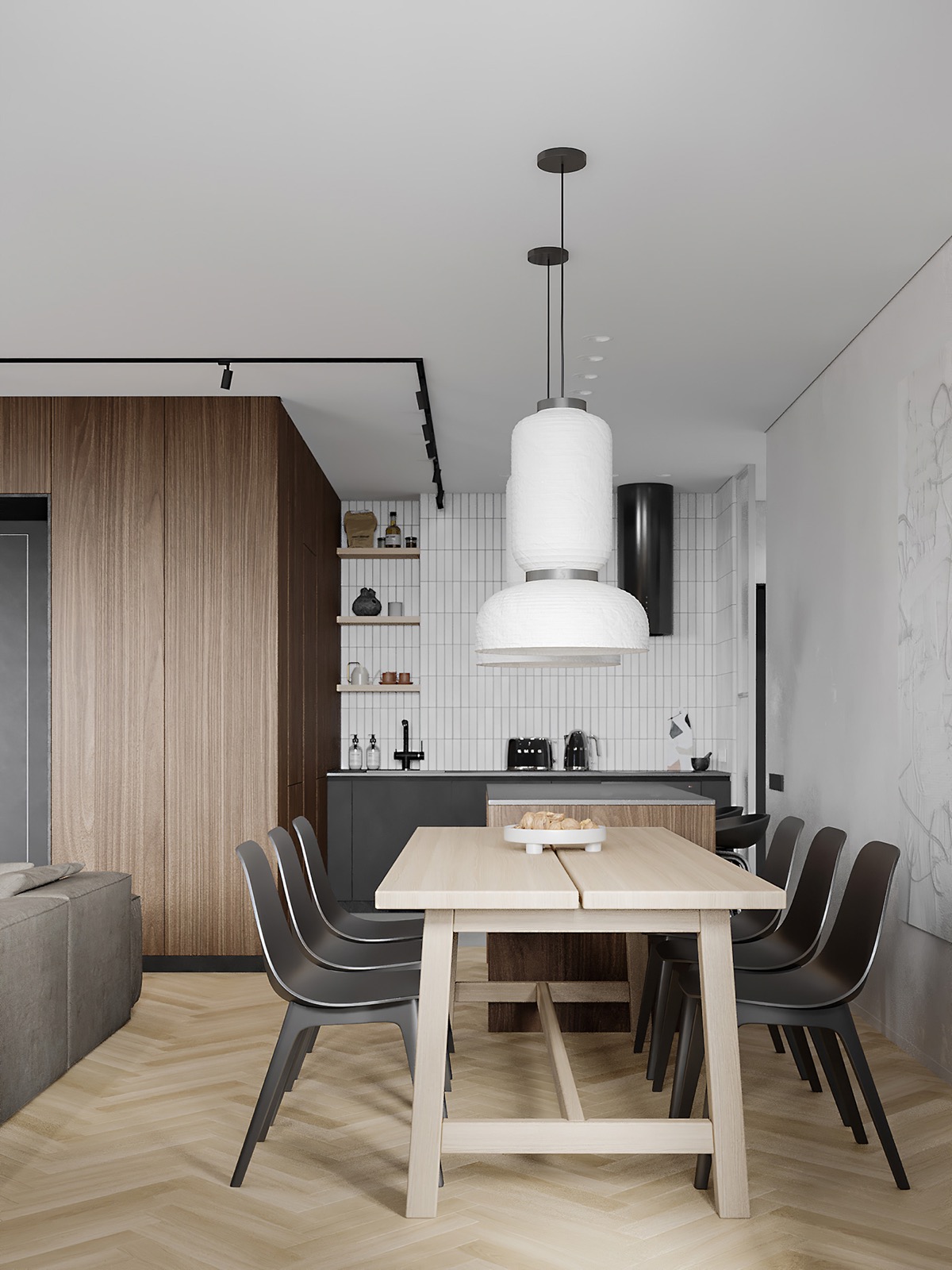 80平方米以下的经典木炭棕色公寓---酷图编号1329530