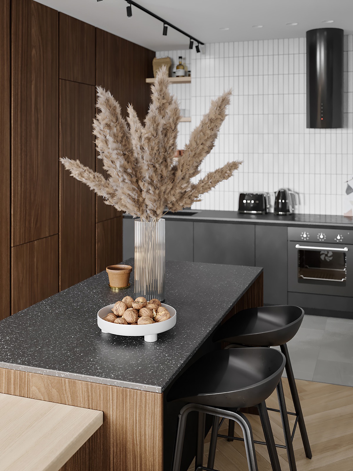 80平方米以下的经典木炭棕色公寓---酷图编号1329532