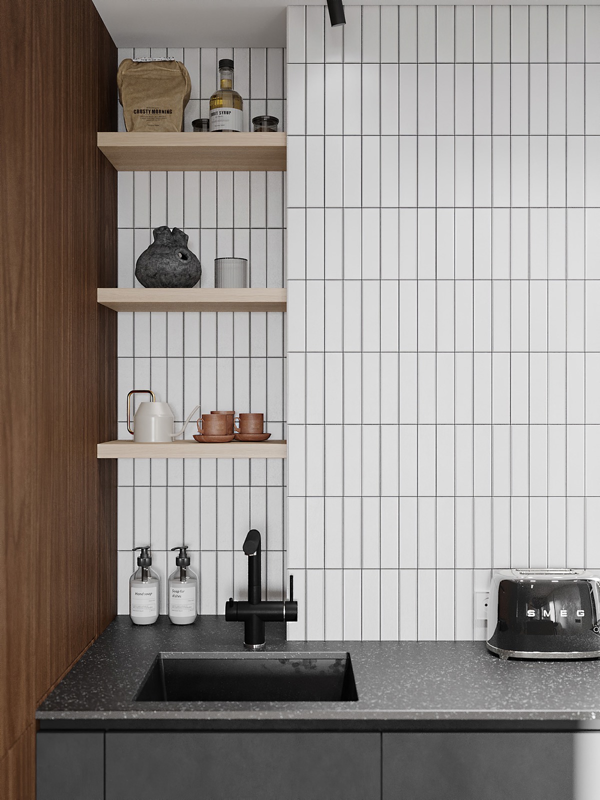 80平方米以下的经典木炭棕色公寓---酷图编号1329536