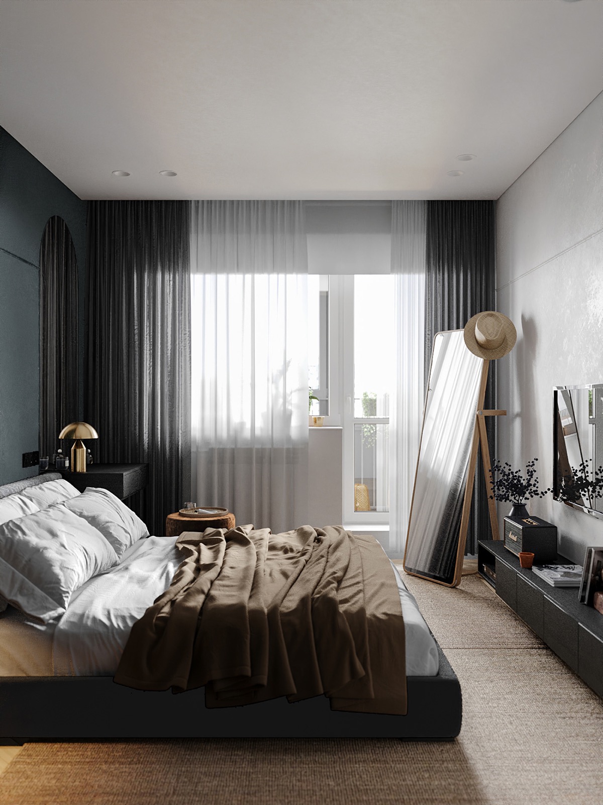 80平方米以下的经典木炭棕色公寓---酷图编号1329542