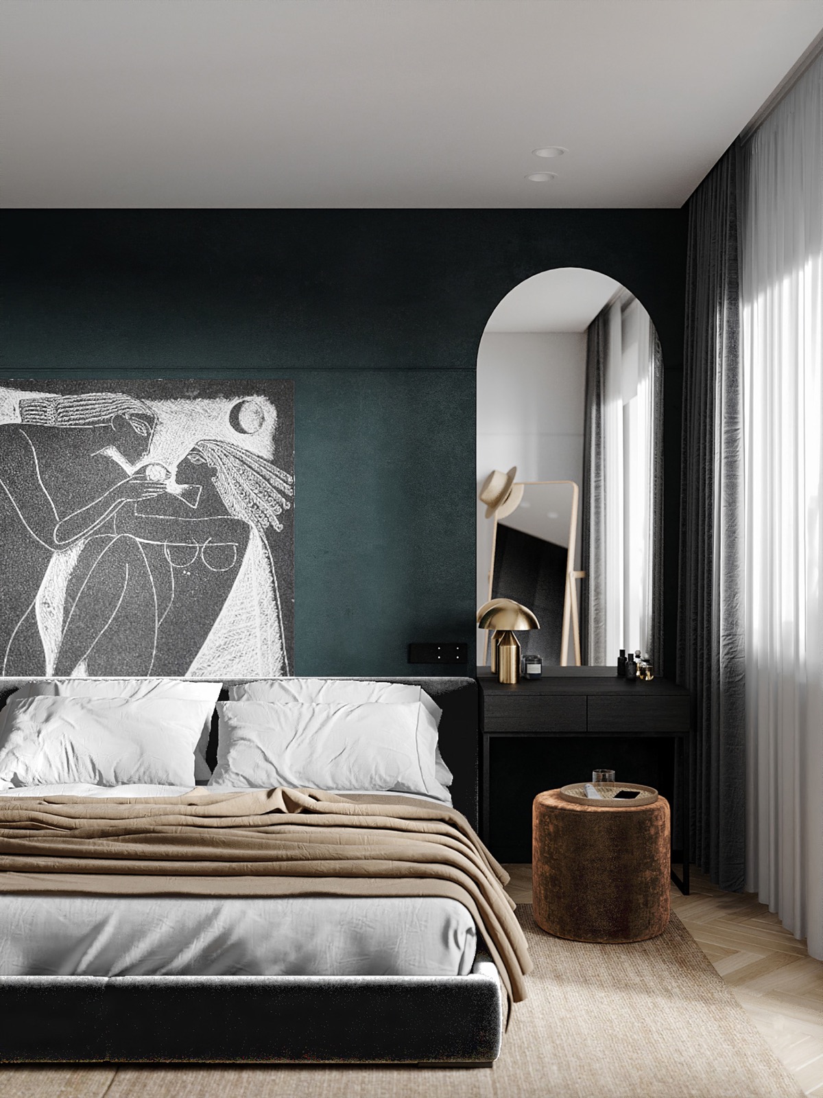 80平方米以下的经典木炭棕色公寓---酷图编号1329544