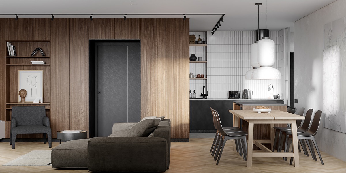 80平方米以下的经典木炭棕色公寓---酷图编号1329549