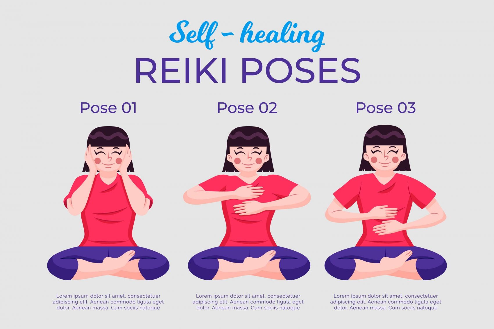 自我修复灵气瑜伽姿势卡通素材图片