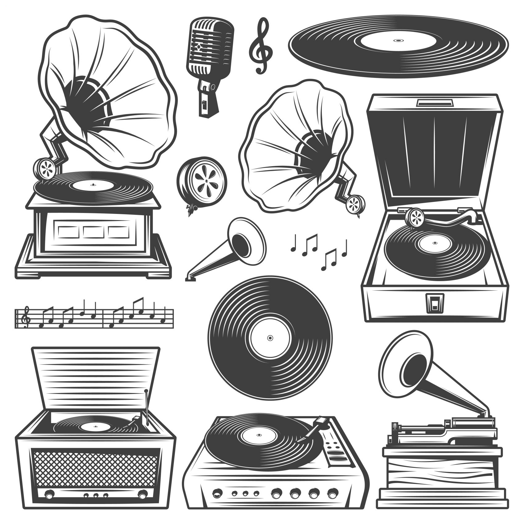 复古留声机图标集图片