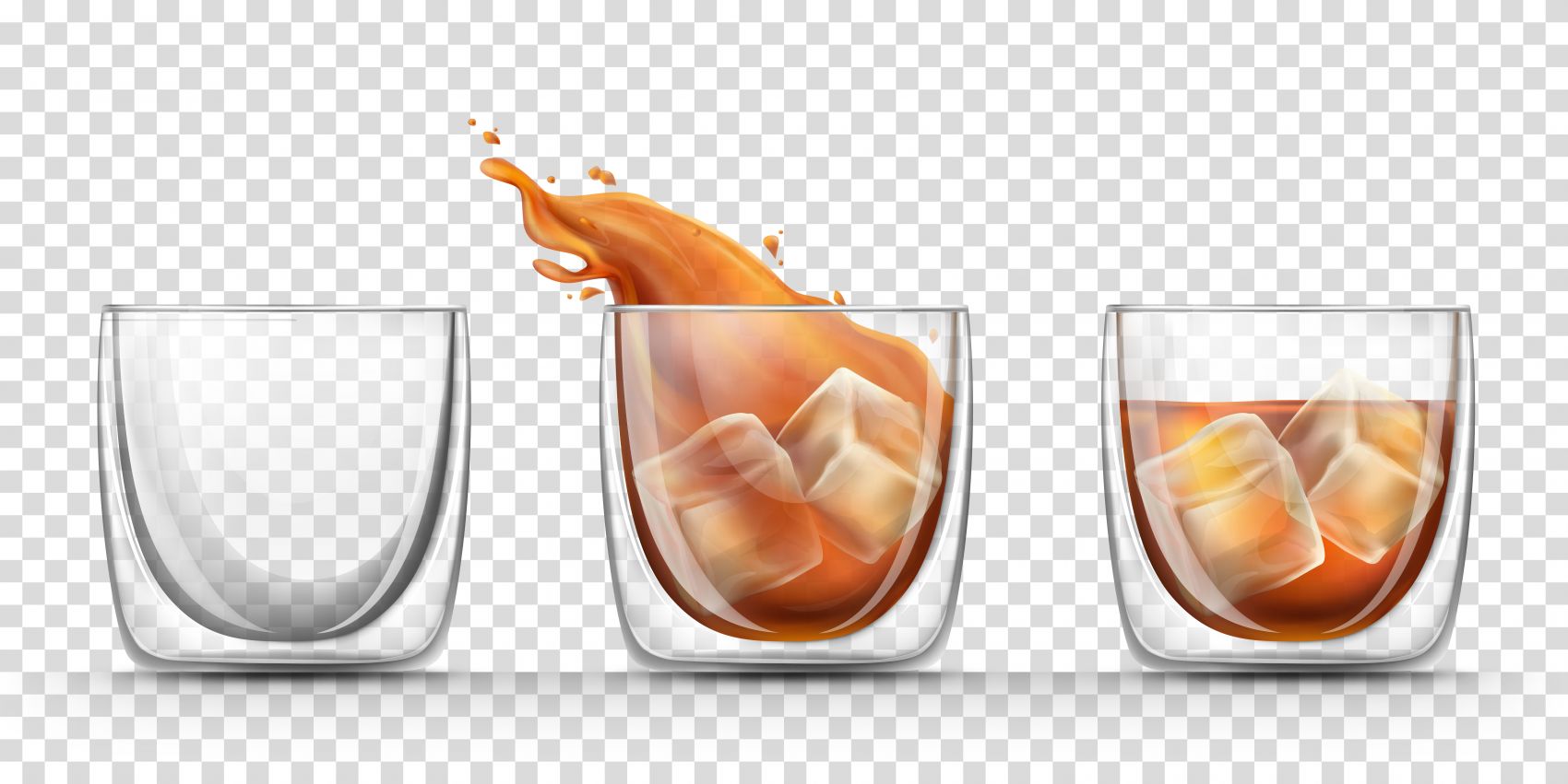 飞溅的加冰块威士忌玻璃杯饮料图片