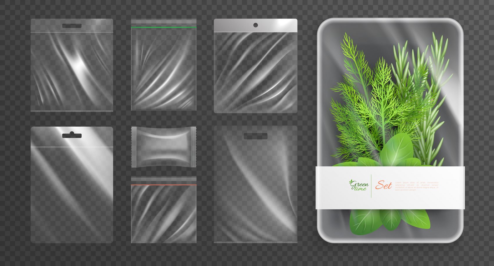聚乙烯塑料保鲜膜包装矢量素材下载图片