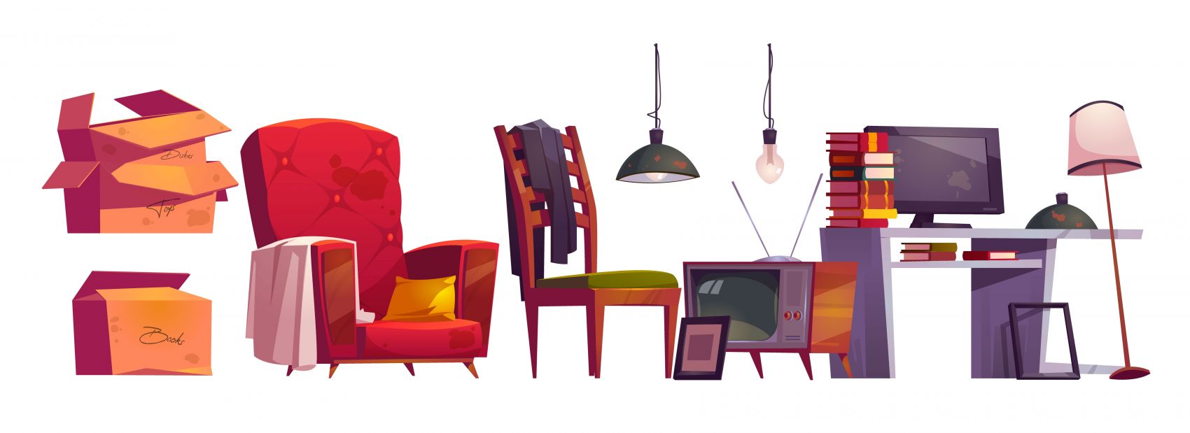 复古旧式家具卡通素材封面大图