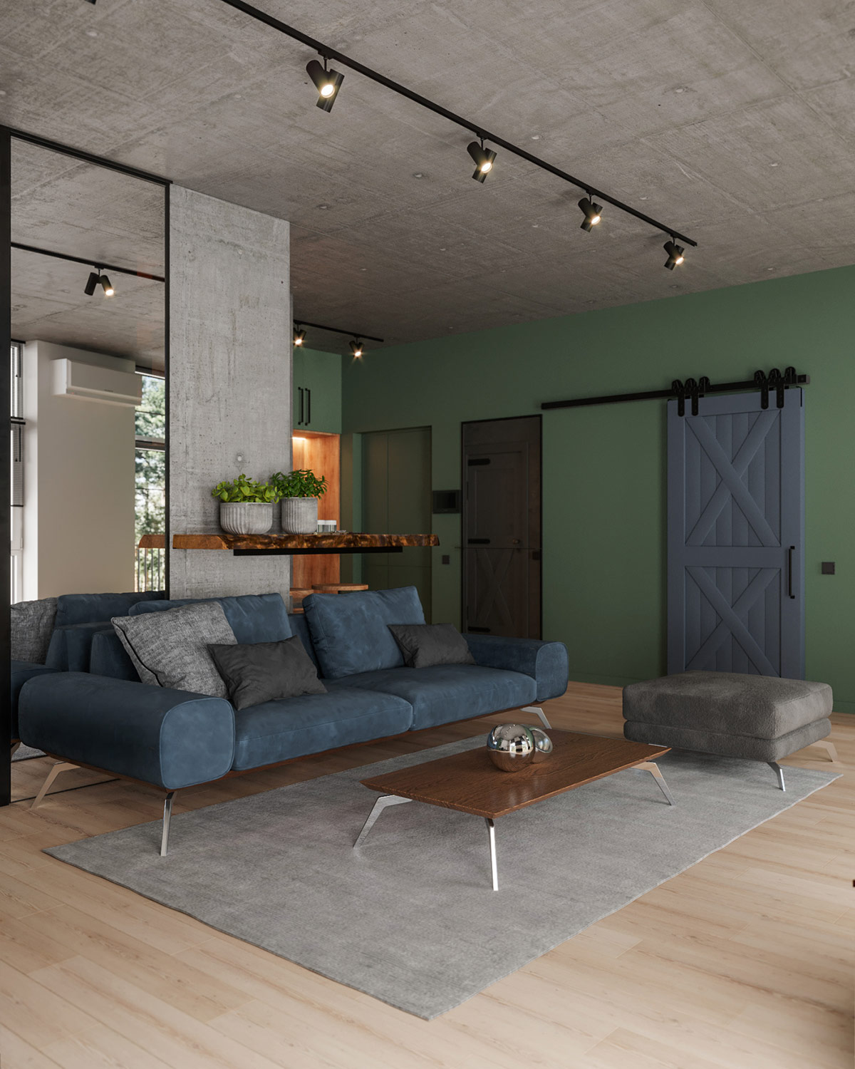 带有深蓝色装饰的60平米以下房屋---酷图编号24