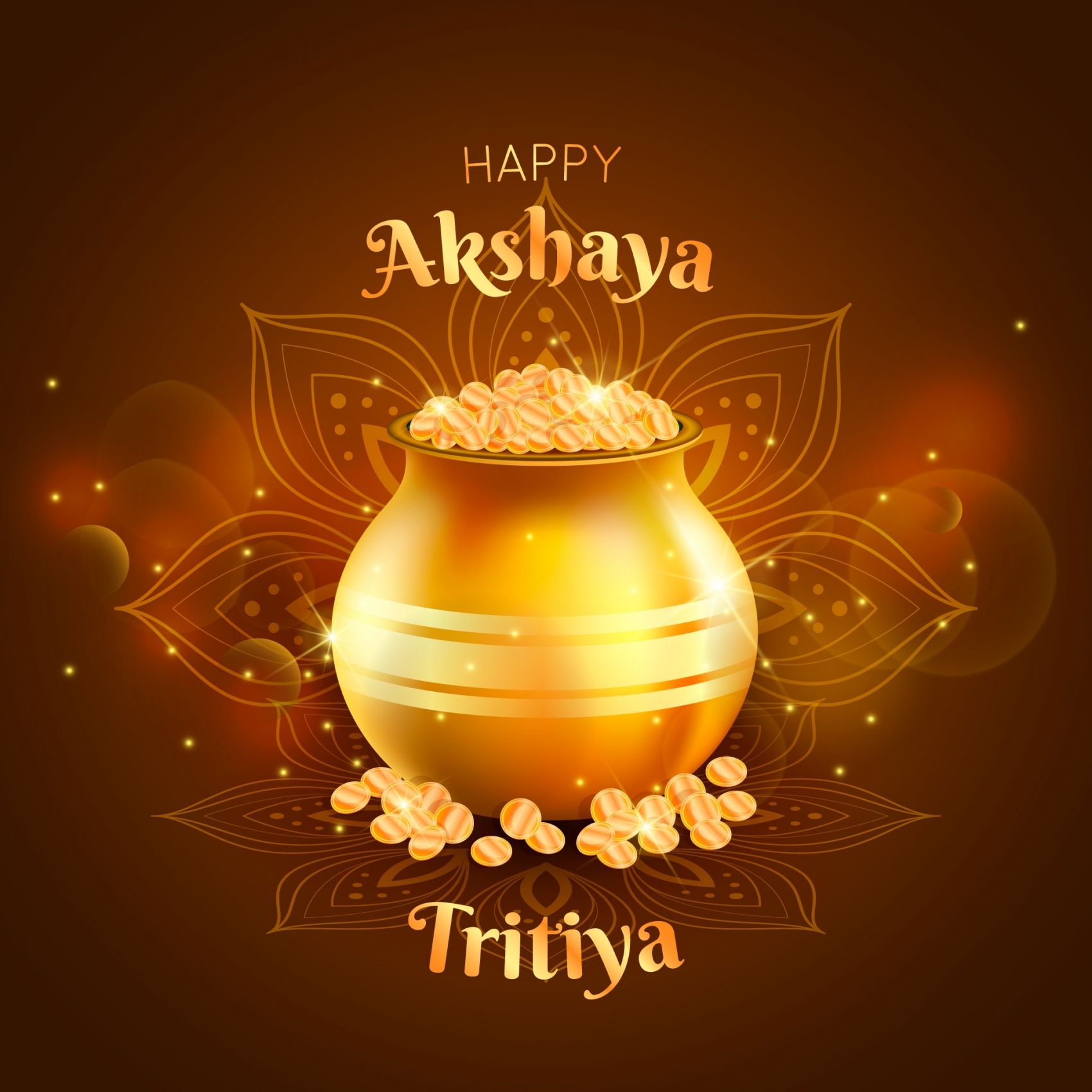 庆祝tritiya天天快乐 装满闪闪发光金子的金钵素材 欧莱凯设计网 08php Com