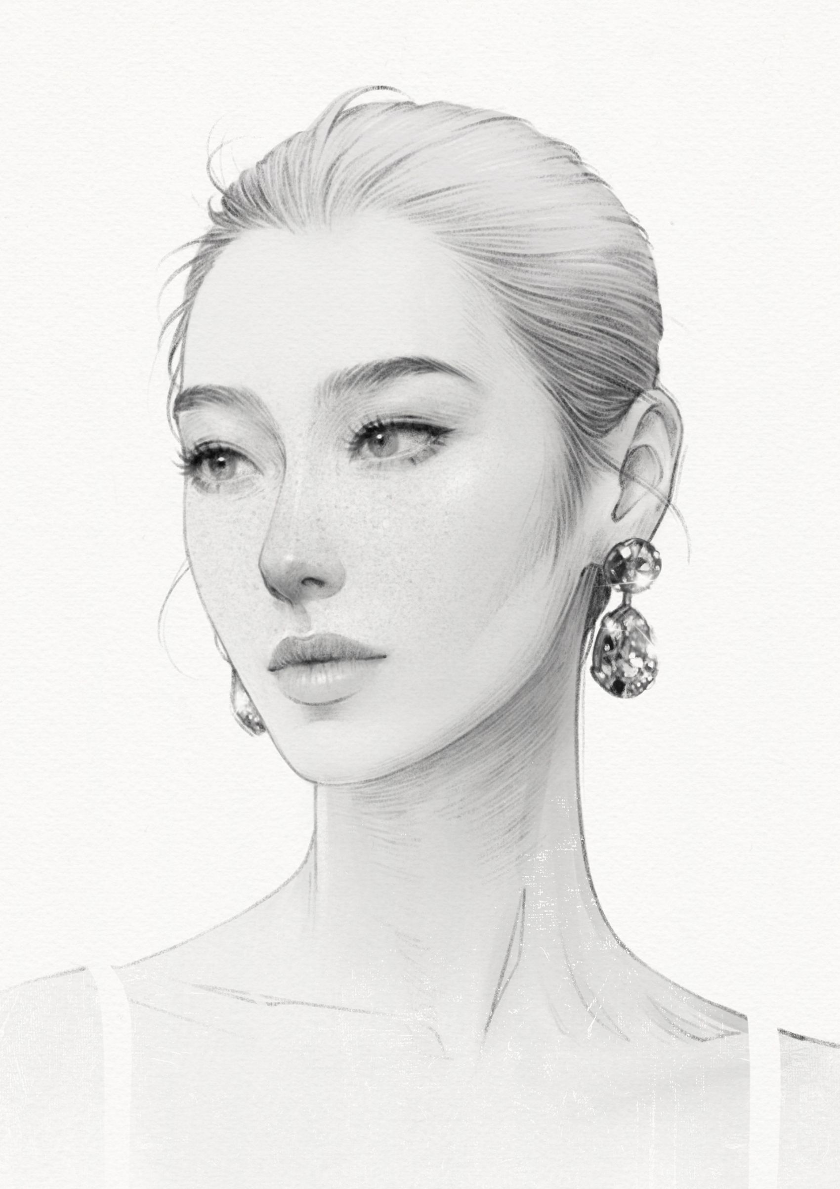 时尚女性人像速写插画图片