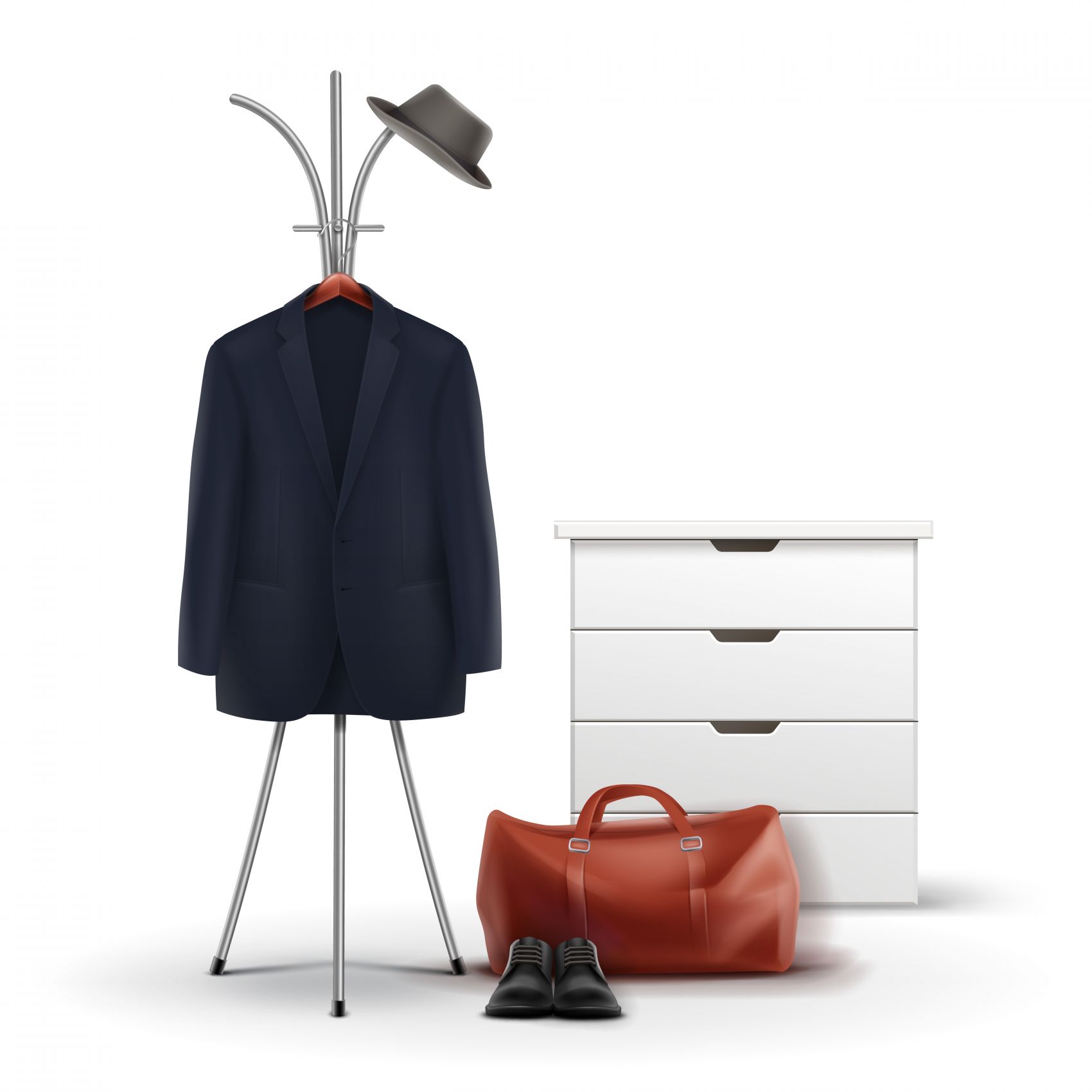 男士衣架帽子鞋柜包包素材图片