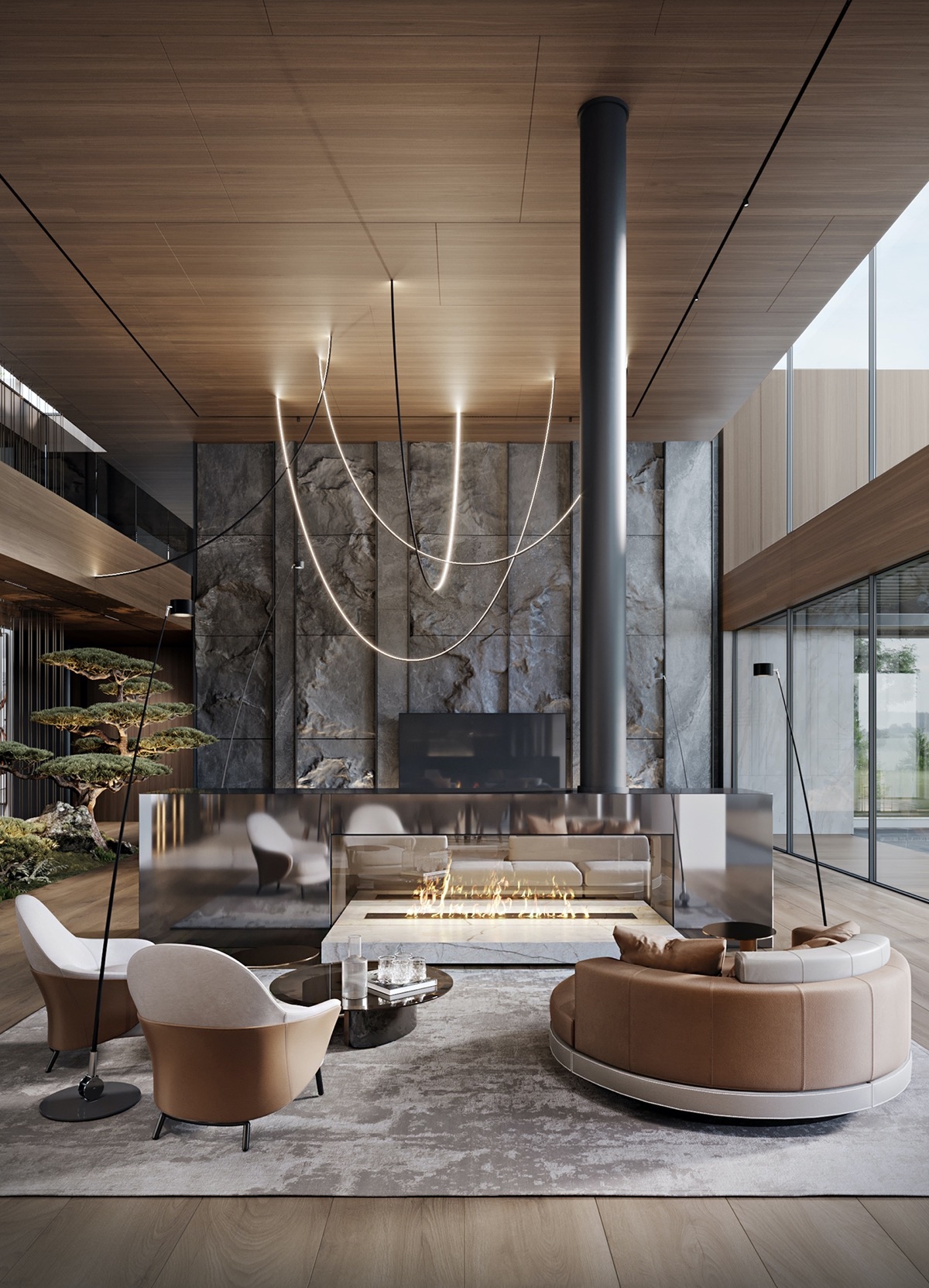 带天窗的现代豪华乡村别墅图片