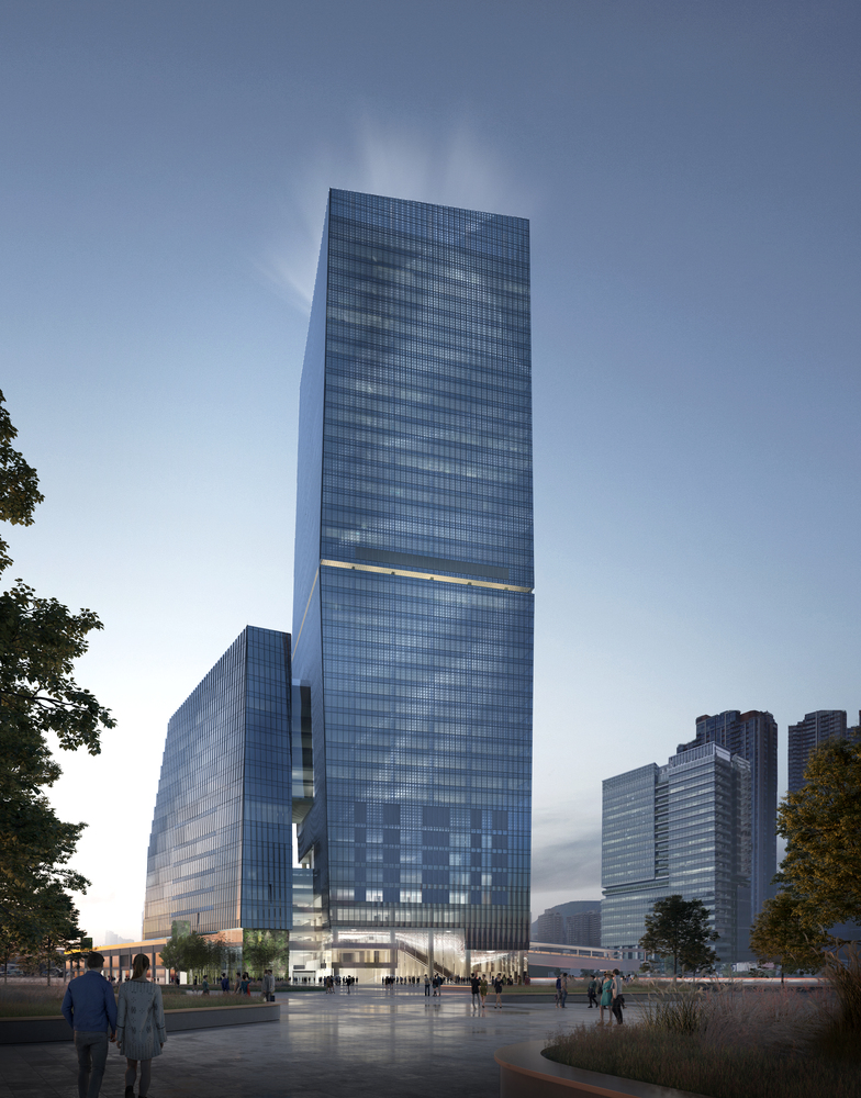 为解决每天辗转于启德地铁站数千人的服务需求,该项目在裙房体块内容纳了充足的商业零售空间,以更好地服务于途径此地的行人。该项目所呈现的连续体量由五个体块所组成。这些体块从启德河升起,并于塔楼处达到顶峰。该项目的设计旨在以人为中心,营造了一系列适应人体尺度的城市空间和屋顶花园。游客和市民都可以从屋顶花园直接欣赏到维多利亚港和启德公园的壮丽景色。