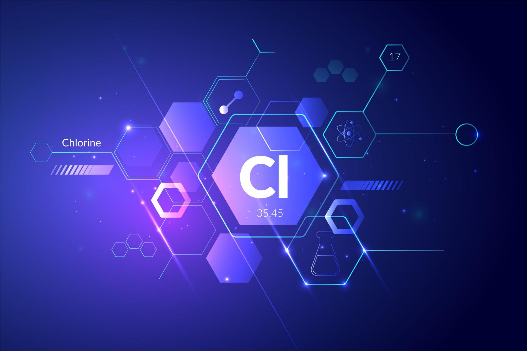 蓝色CI生物几何六边形素材图片