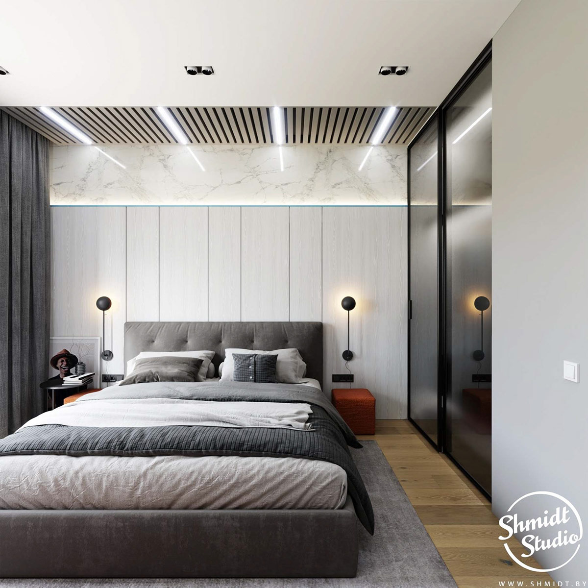 橙色和蓝色装饰的俏皮公寓---酷图编号35