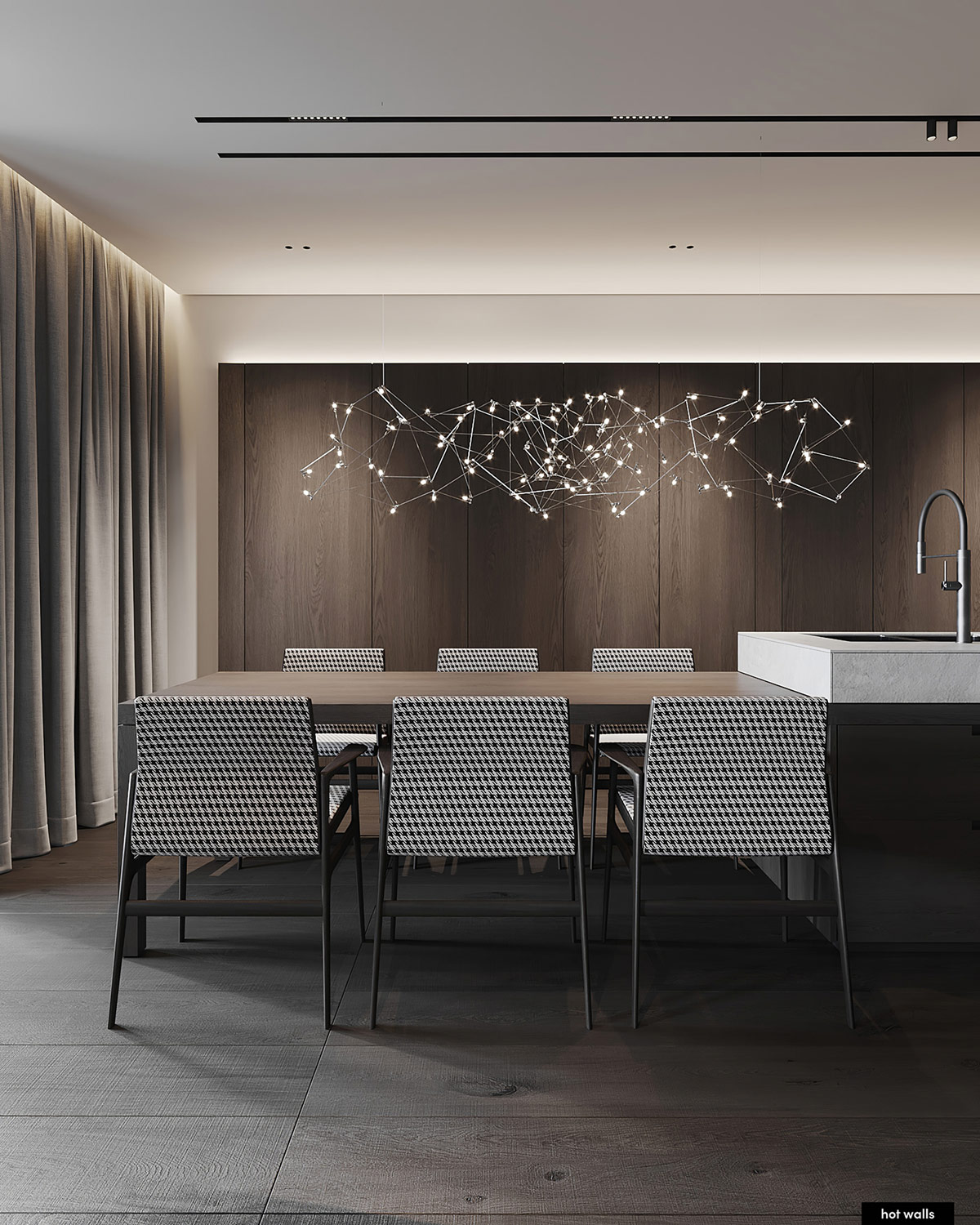 深色装饰的开放式起居空间---酷图编号25