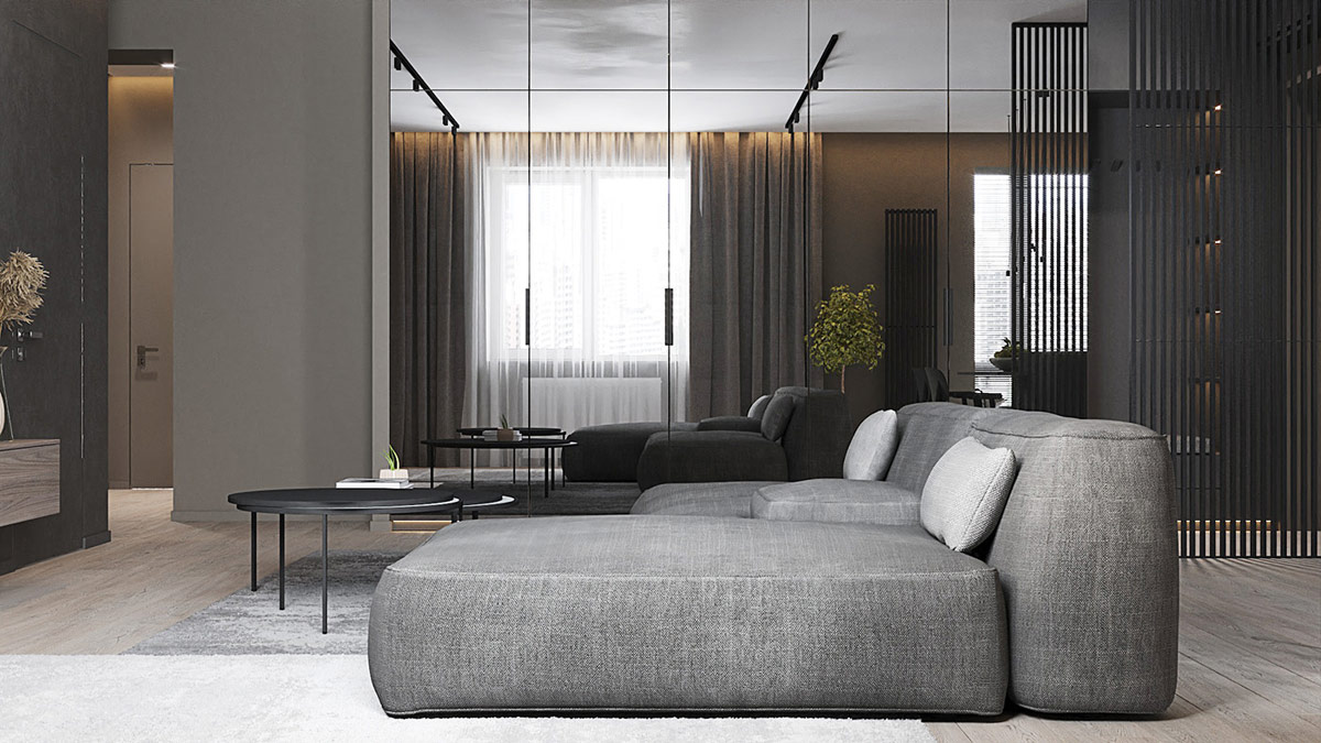 深色装饰的开放式起居空间---酷图编号27