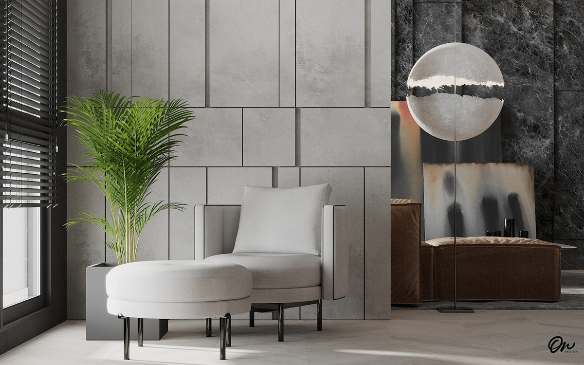 深色装饰的开放式起居空间---酷图编号12