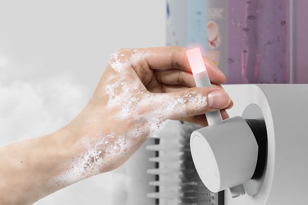 除了淋浴喷头的可更换模块之外,Park还装有一个带颜色代码的LED温度控制阀,该阀可指示水流温度何时从高温变为低温,反之亦然,或介于两者之间,只需按一下按钮