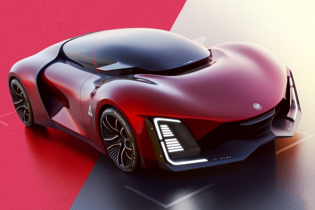 经典的阿尔法罗密欧Stradale红色跑车封面大图