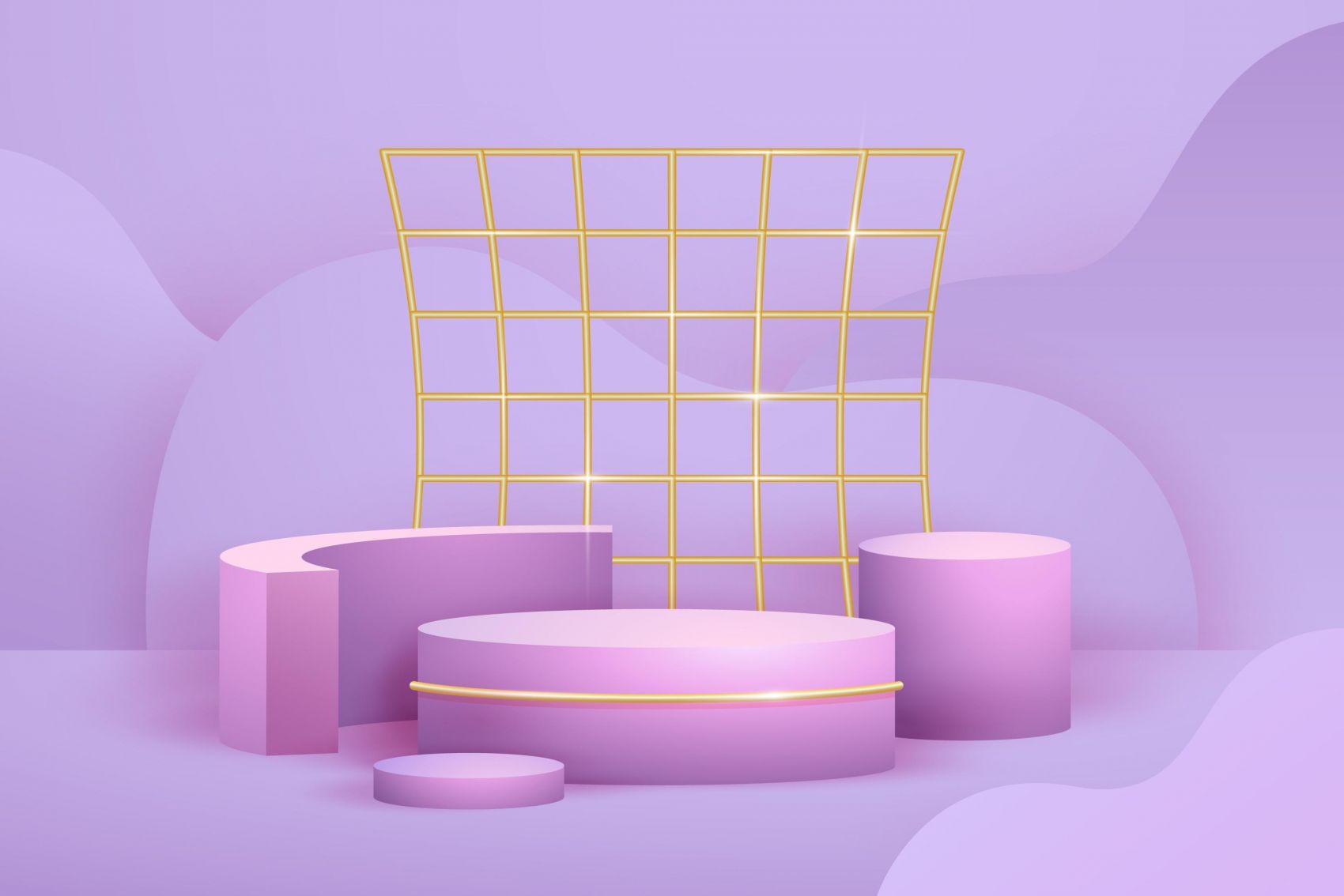 时尚粉红色的金属框架立体素材下载封面大图