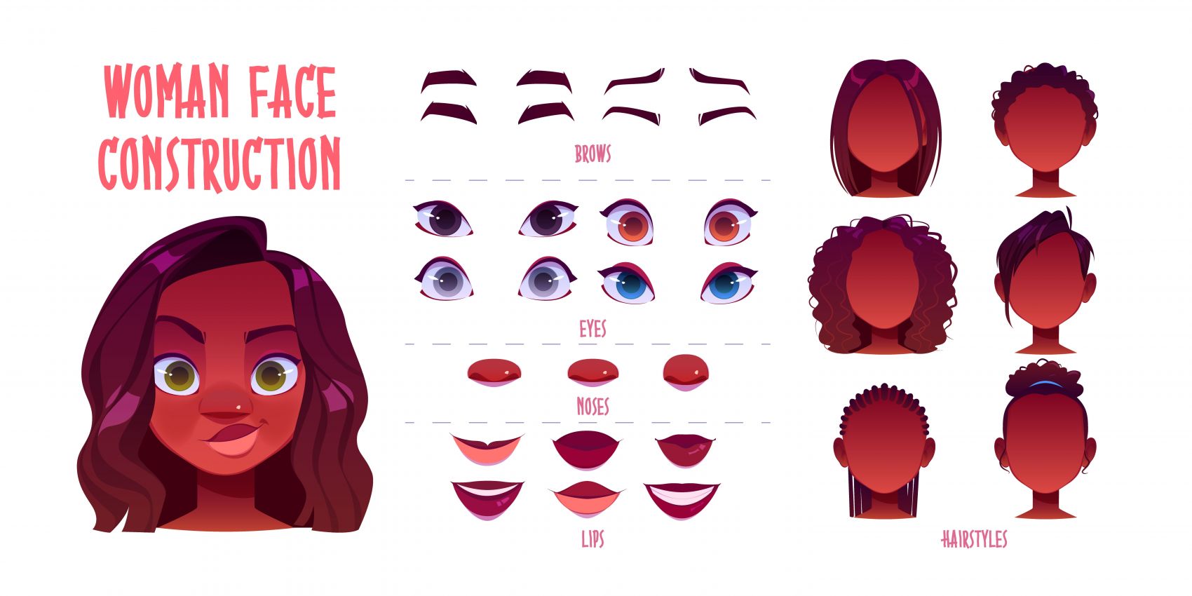 阿凡达卡通女郎五官素材图片