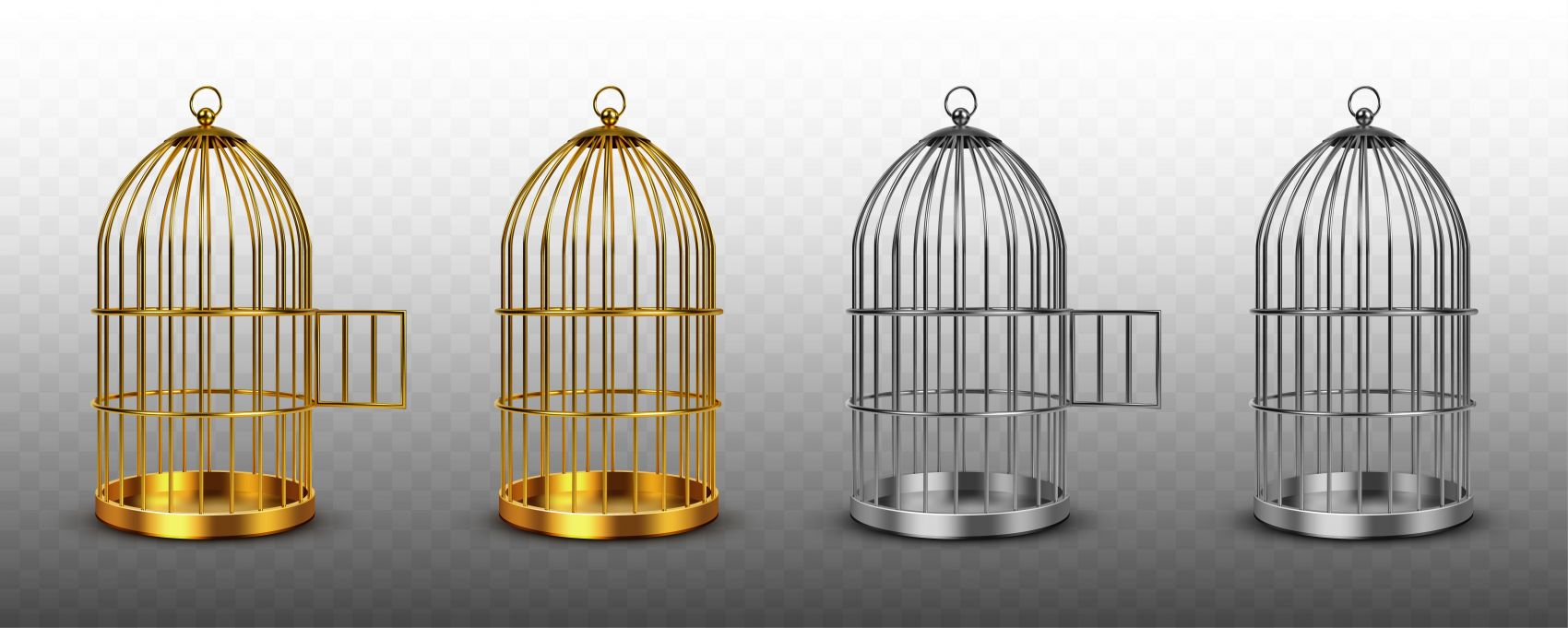 金银搭配的鸟笼子素材下载图片