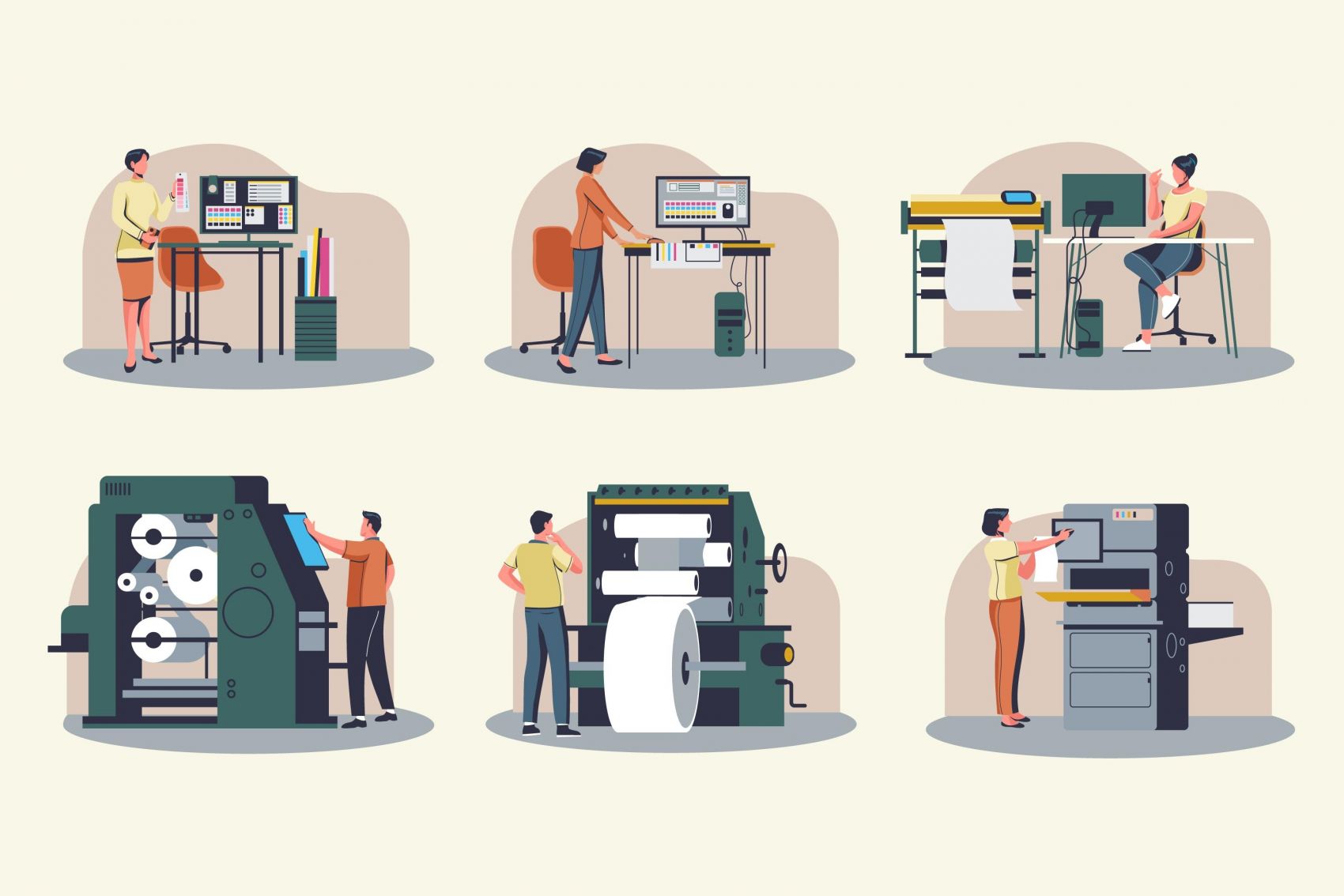 卡通操作印刷机器的矢量素材下载封面大图