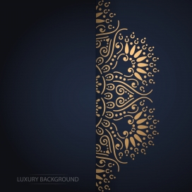 欧式复古黑金曼陀罗花纹