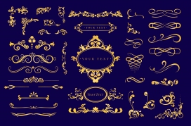 欧式奢华卷边复古花纹矢量AI图层下载