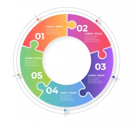 五彩圆形公司业务信息图表模板