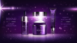 紫色面部化妆品系列包装素材下载