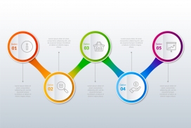 圆形梯度信息图表步骤模板