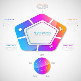 蓝紫渐变五边形信息图表抽象形状