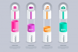 五彩3D容器容量百分比素材