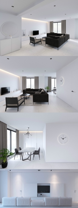 精致的白色简约内饰公寓室内设计