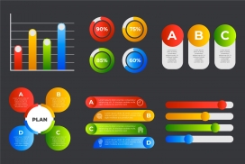 多彩渐变数据信息图表元素