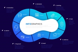 蓝色渐变卫生巾形状抽象信息图表