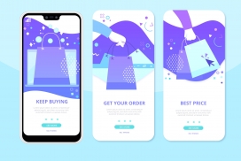 蓝色节庆购物类手机APP设计素材