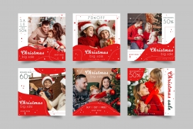 红色圣诞风小卡片降价折扣贴士素材