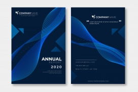 黑蓝曲线的抽象年度报告模板