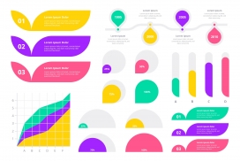 卡通色的平面信息图表元素