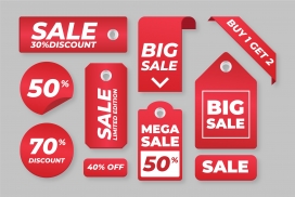红色折扣销售标签下载