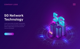 蓝紫色5G网络科技矢量素材