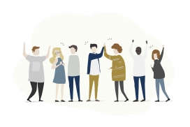 开心击掌的卡通女性人